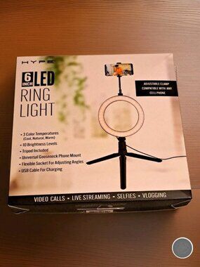 Hype LED Ring Light (HY-SRL6) 6”  3 Color Temp, Tri-Pod Gooseneck New In Box